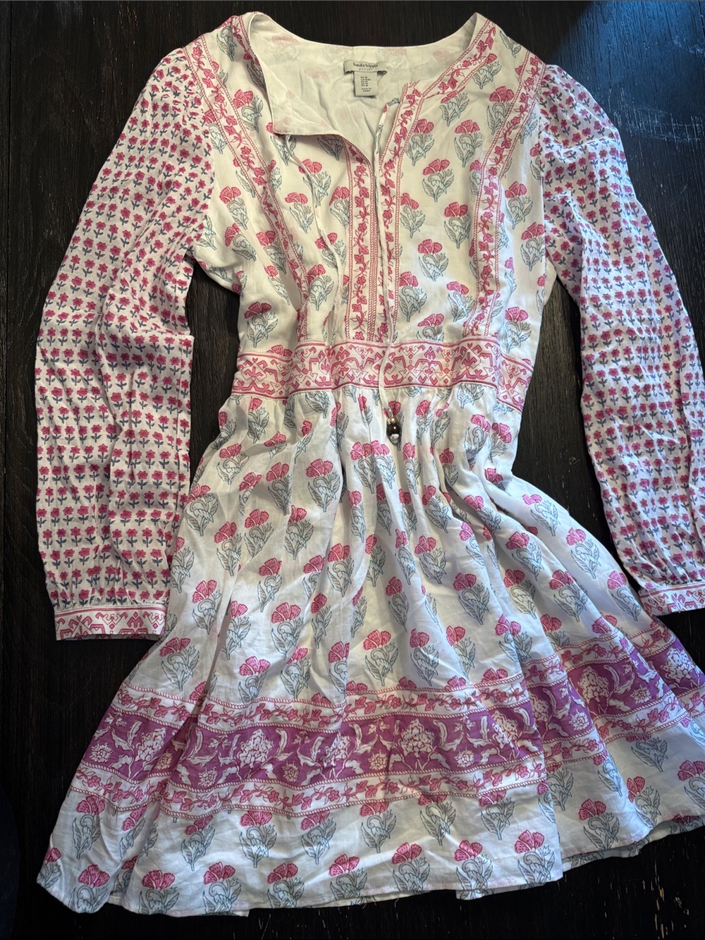 Haute Hippie White Tunic Dress with Pink Floral Print